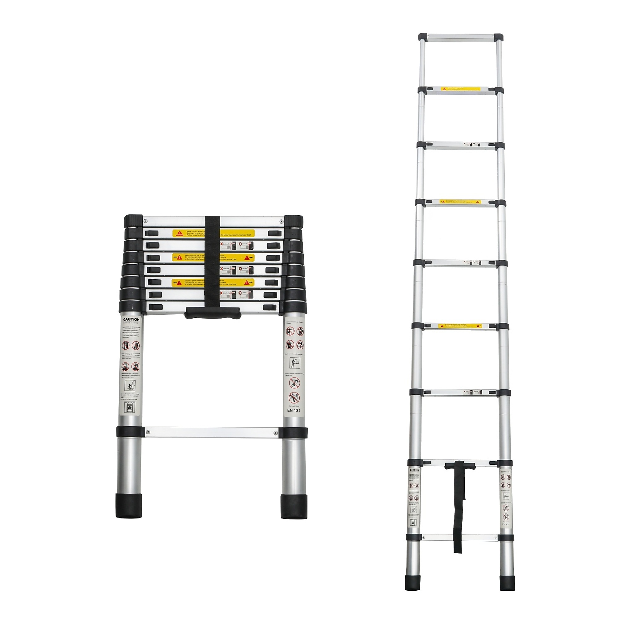 BlackTeck Aluminum Telescopic Extension Ladder — 8.5ft., 300-Lb. Capacity, Type 1A, Non-Slip Treads, Model# N2-255602
